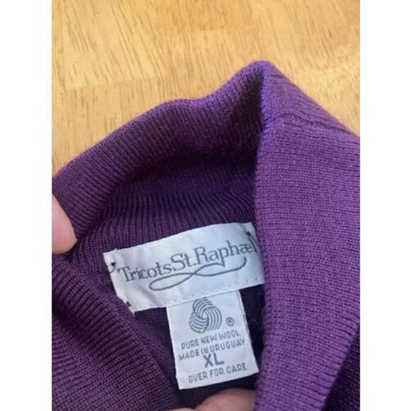 Vintage Tricots St Raphael Womens Size XL Purple 100% Pure Wool Sweater SZ XL - Picture 4 of 6